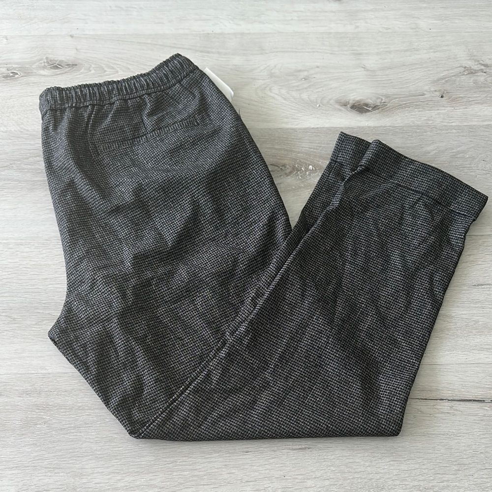 Open Edit Nordstrom Cropped Pull On Pants Black Houndstooth L NWT